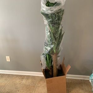 Real Touch Stalk Dracaena Plant in Brown Planter